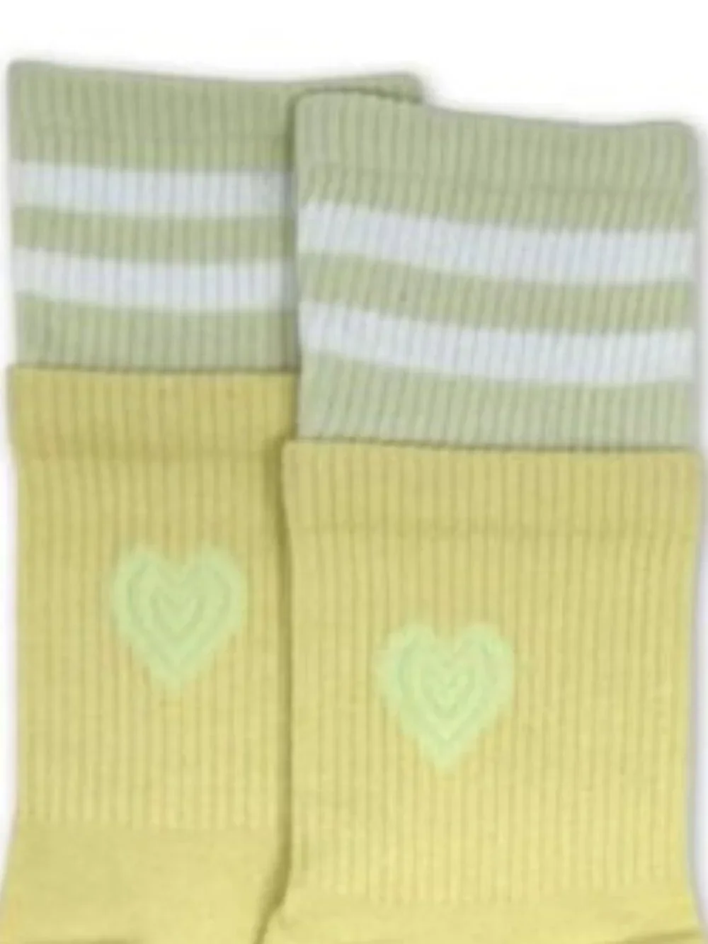 NWT Heart Cuff Sock-in-a-Sock Striped Layered Yellow Socks